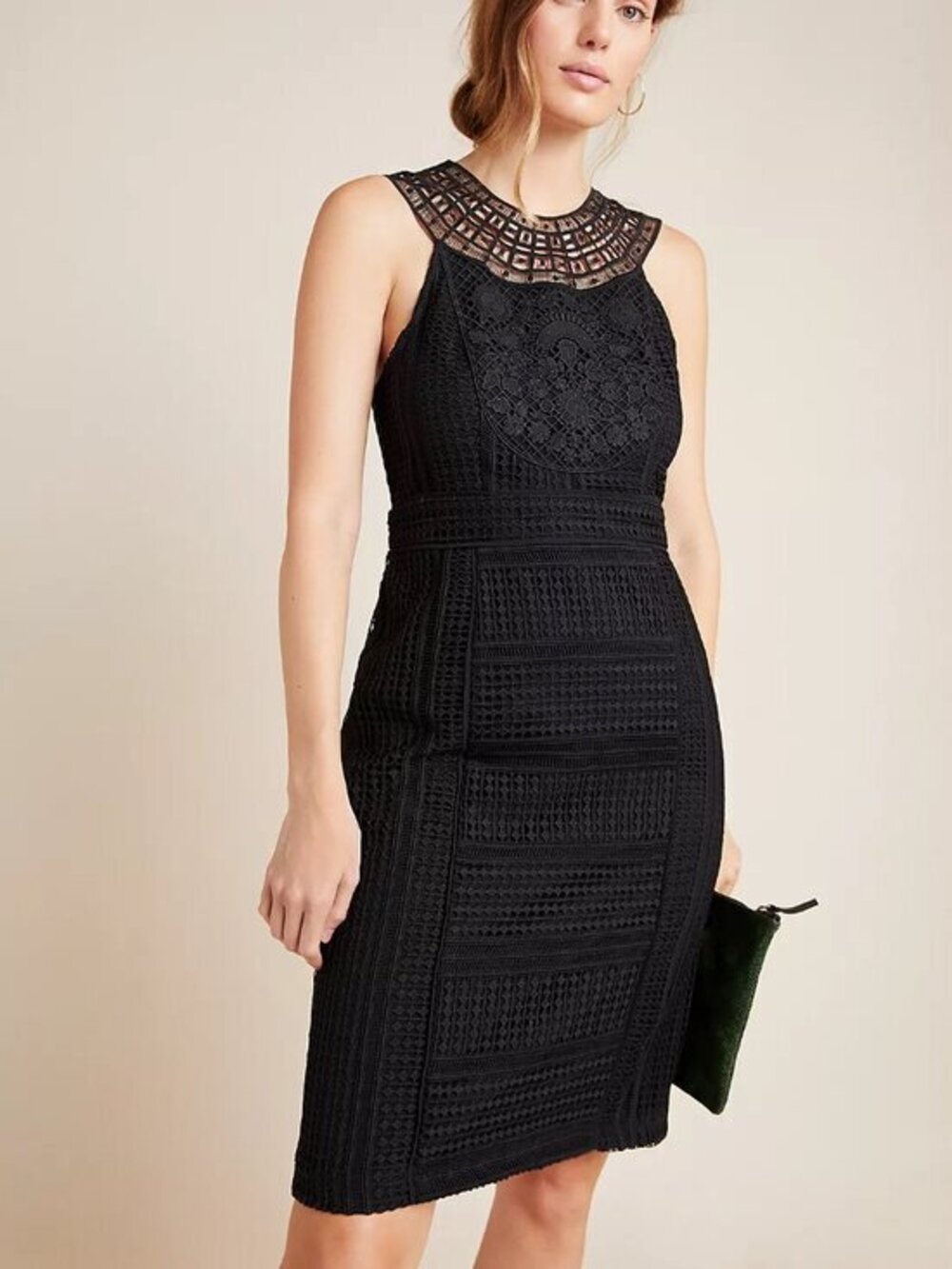 Anthropologie Dylan Lace Crochet Cocktail Mini Dress in Black Size 4